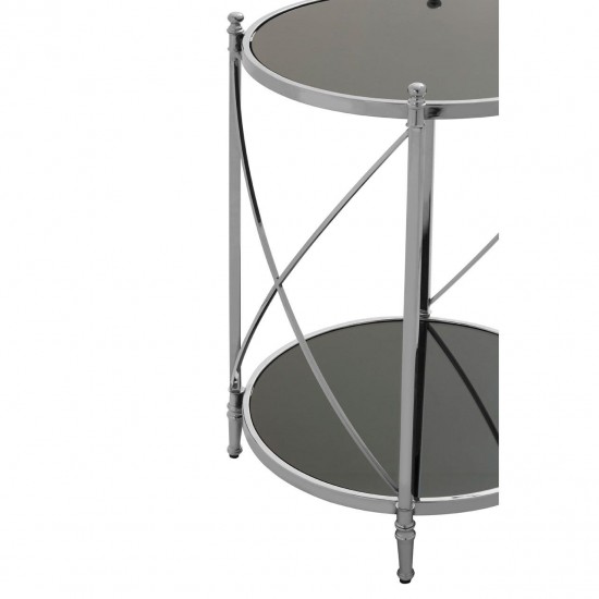 Ascot Chrome And Black Glass Round Side Table 