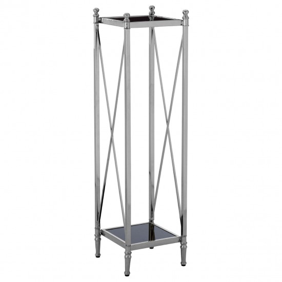 Ascot Chrome And Black Glass Plant Stand