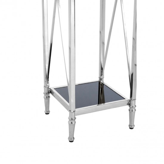 Ascot Chrome And Black Glass Plant Stand