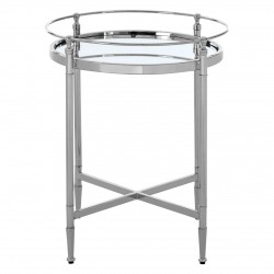 Ashbury Silver And Mirrored Glass Finish Side Table