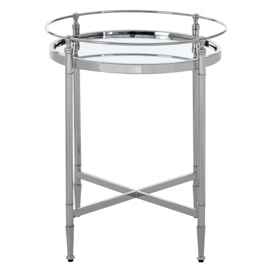 Ashbury Silver And Mirrored Glass Finish Side Table
