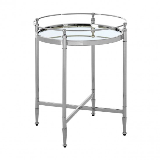 Ashbury Silver And Mirrored Glass Finish Side Table