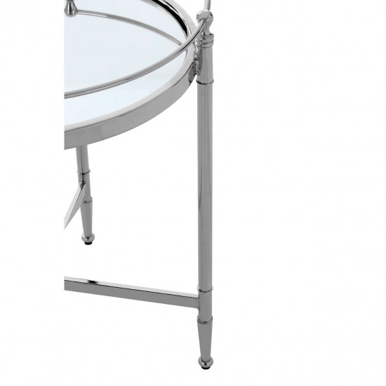 Ashbury Silver And Mirrored Glass Finish Side Table