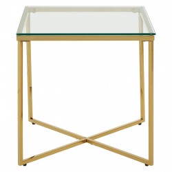 Stratus Gold Finish Cross Base Side Table