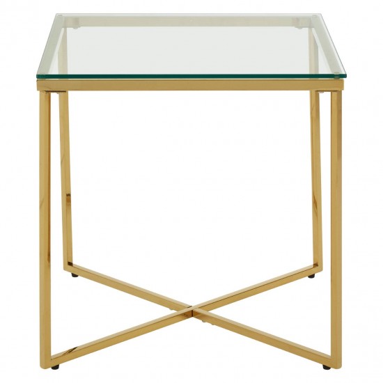 Stratus Gold Finish Cross Base Side Table
