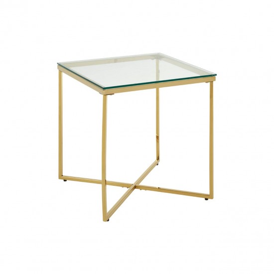 Stratus Gold Finish Cross Base Side Table