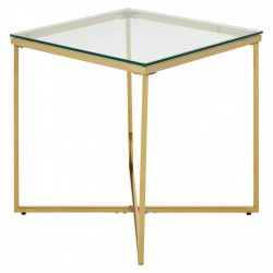 Stratus Gold Finish Cross Base Side Table