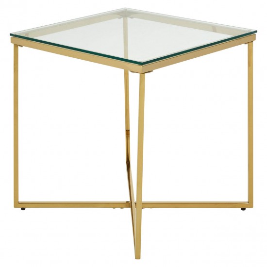 Stratus Gold Finish Cross Base Side Table
