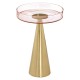 Hepburn Large Gold Base and Soft Pink Glass Top Side Table 
