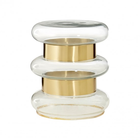Marri Clear Glass and Gold Finish Side Table