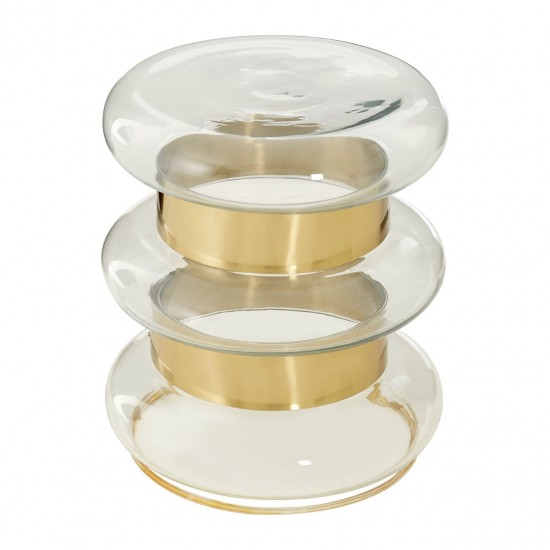 Marri Clear Glass and Gold Finish Side Table