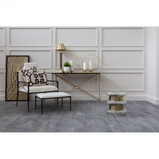 Marri Clear Glass and Gold Finish Side Table