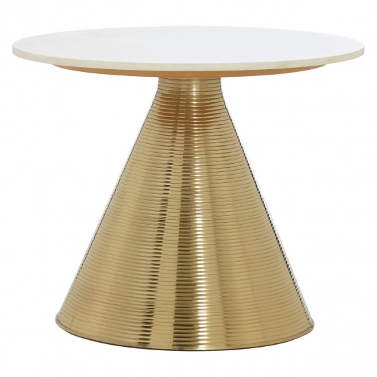 Hepburn Gold Finish Base With White Marble Top Side Table  