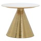 Hepburn Gold Finish Base With White Marble Top Side Table  