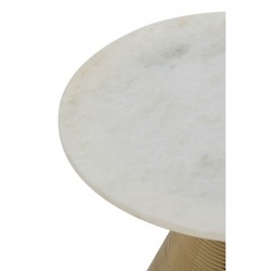 Hepburn Gold Finish Base With White Marble Top Side Table  