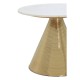 Hepburn Gold Finish Base With White Marble Top Side Table  