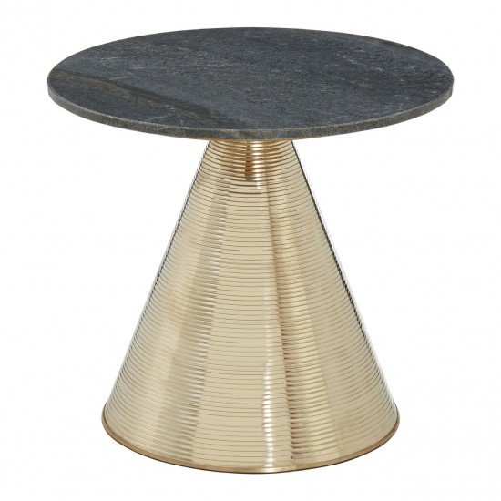 Hepburn Silver Finish Base With Grey Marble Top Side Table  