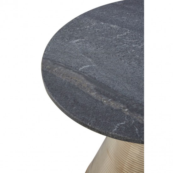 Hepburn Silver Finish Base With Grey Marble Top Side Table  