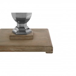 Madison Carved Light Wood and Chrome Finish Square Side Table 