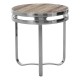 Madison Carved Light Wood and Chrome Finish Side Table 