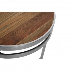 Madison Carved Light Wood and Chrome Finish Side Table 