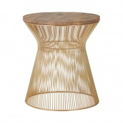 Moura Gold and Wood Side Table 