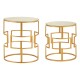 Amera Gold Finish Mirror Top Side Table Set 