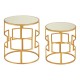 Amera Gold Finish Mirror Top Side Table Set 