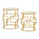 Amera Gold Finish Mirror Top Side Table Set 