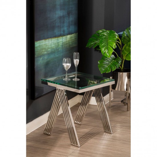 Albany Chrome And Glass Side Table 