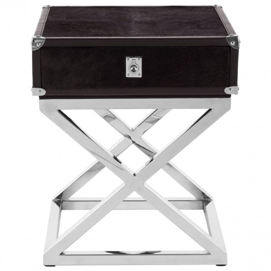Soho Cow Hide Cross Base Side Table