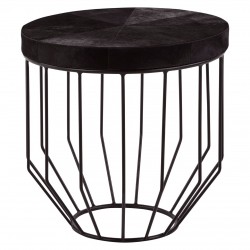 Soho Black Leather Side Table