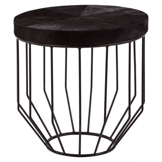 Soho Black Leather Side Table