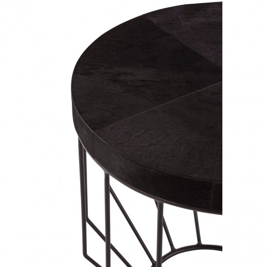 Soho Black Leather Side Table