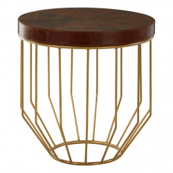 Soho Brown Leather Side Table