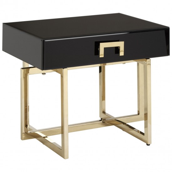 Astoria Black Gloss and Gold Finish Side Table 