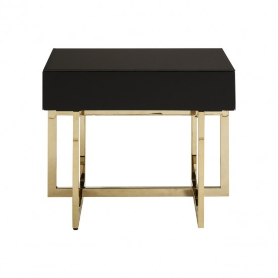 Astoria Black Gloss and Gold Finish Side Table 