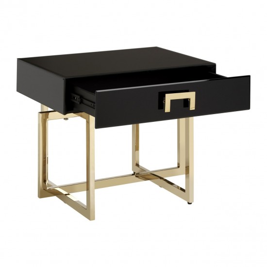 Astoria Black Gloss and Gold Finish Side Table 