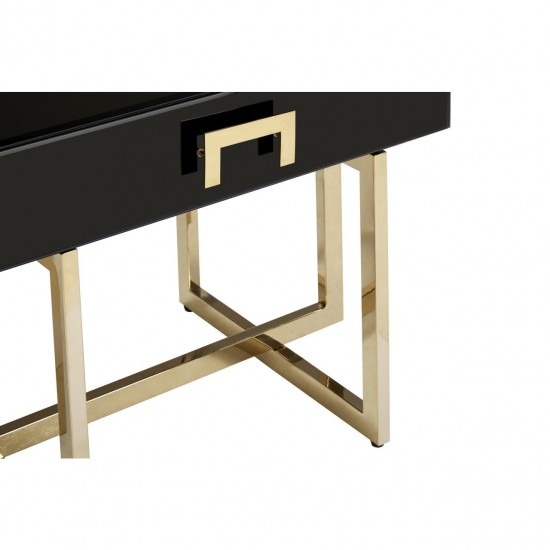 Astoria Black Gloss and Gold Finish Side Table 