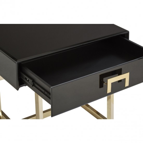 Astoria Black Gloss and Gold Finish Side Table 