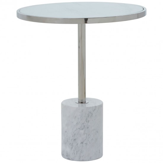 Adams Chrome and White Marble Side Table 