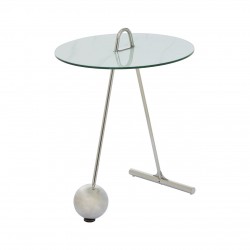 Adams Geometric Chrome and Glass Side Table 
