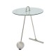 Adams Geometric Chrome and Glass Side Table 