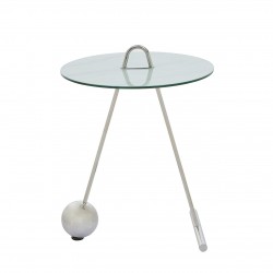 Adams Geometric Chrome and Glass Side Table 