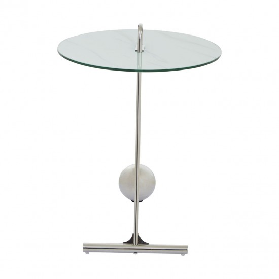 Adams Geometric Chrome and Glass Side Table 