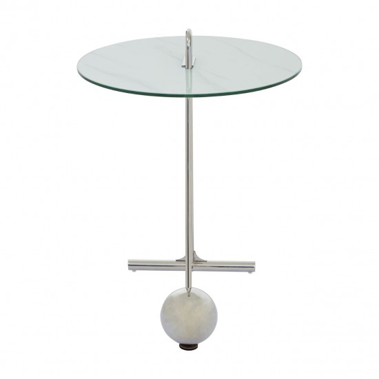 Adams Geometric Chrome and Glass Side Table 
