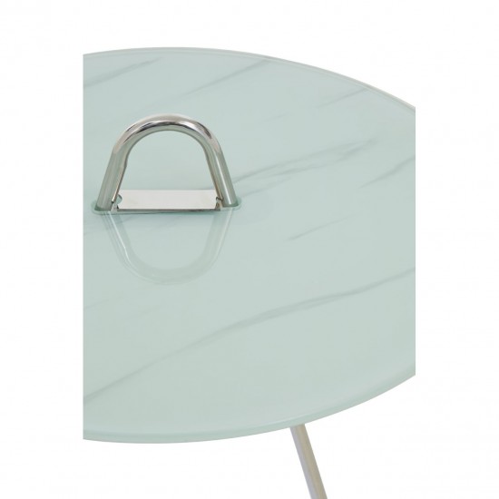 Adams Geometric Chrome and Glass Side Table 