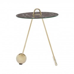 Adams Geometric Warm Metallic and Glass Side Table 