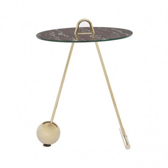 Adams Geometric Warm Metallic and Glass Side Table 