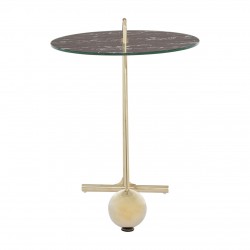 Adams Geometric Warm Metallic and Glass Side Table 